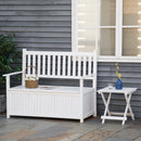 Panchina da Giardino 2 Posti 123,5x66,5x97 cm con Contenitore in Legno Bianco-2