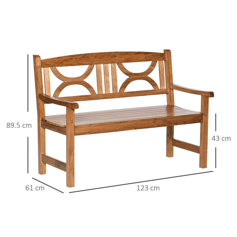 Panchina da Giardino 2 Posti 123x61x89,5 cm in Legno Naturale-3