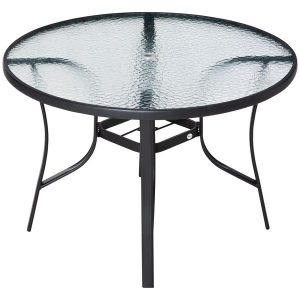 prezzo Gartentisch Ø106,5x71 cm aus Stahl und schwarzem Glas
