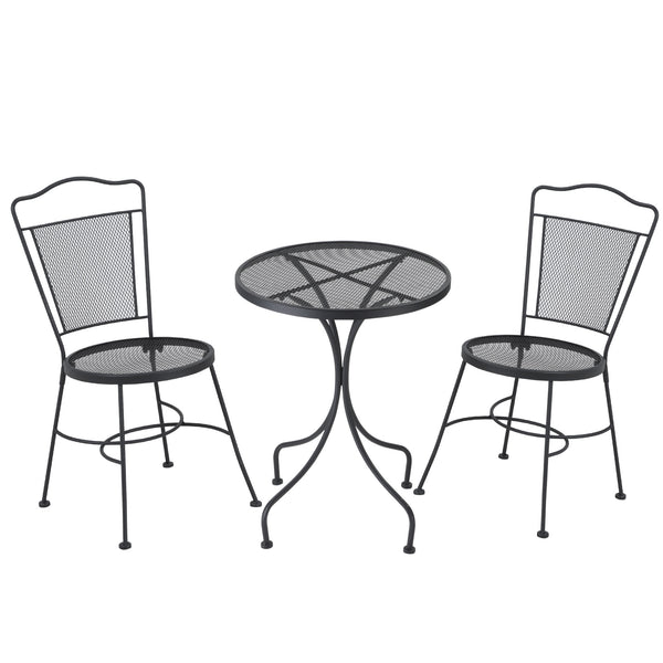 online Gartentisch und 2 Stühle aus schwarzem Metall