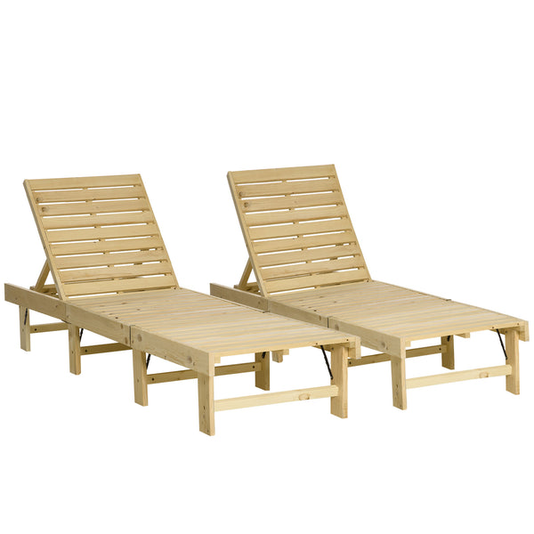 Set mit 2 Sonnenliegen 195 x 59 x 30 cm in Naturholz prezzo