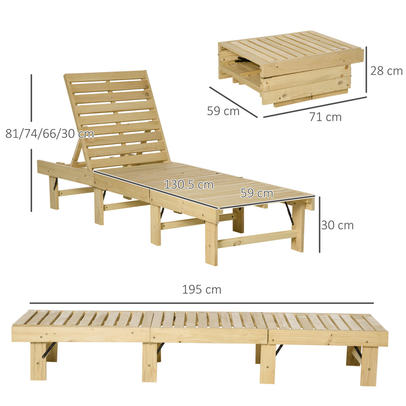 Set 2 Lettini Prendisole 195x59x30 cm in Legno Naturale-3