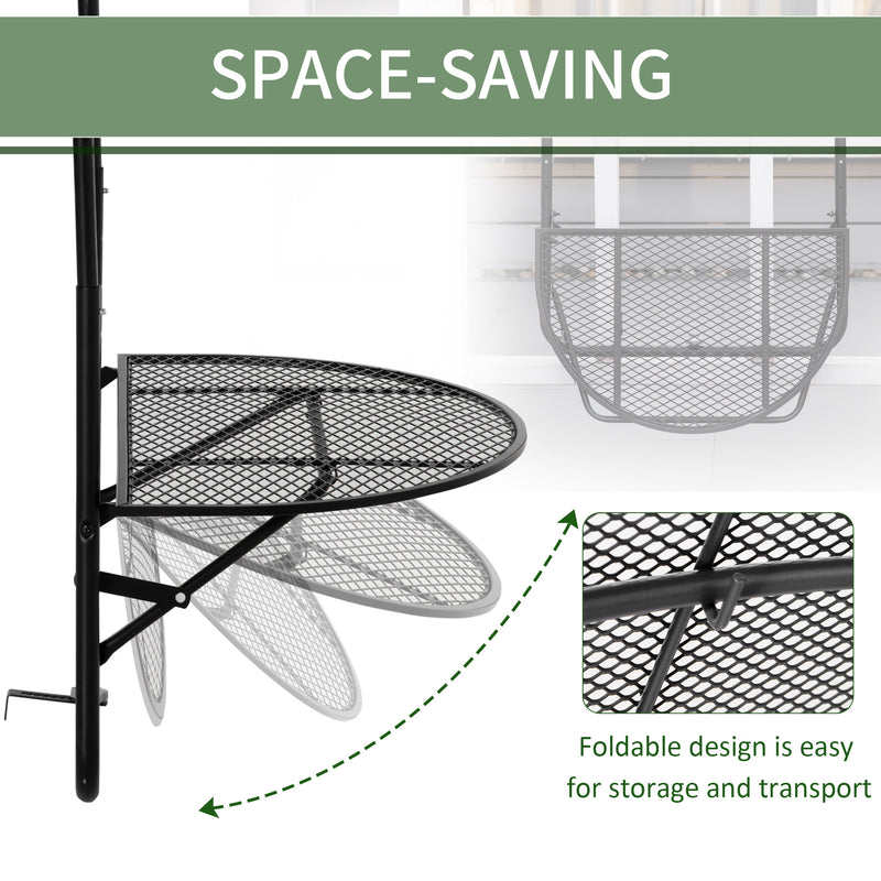 Tavolino da Ringhiera Pieghevole 60x60x57-72 cm in Metallo Nero-5