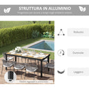 Tavolo da Giardino 190x90x74 cm in Alluminio e Plastica Nero-5