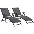 Set 2 Lettini Prendisole Pieghevoli 64x134x95 cm in Alluminio e Rete Nero-1