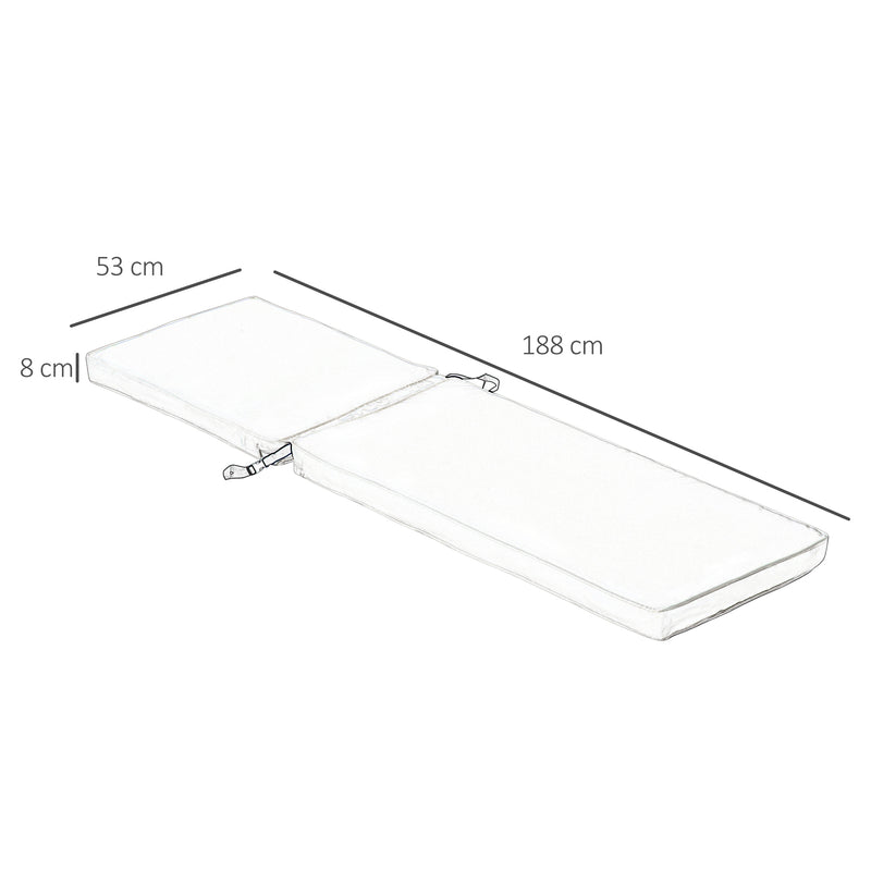 Cuscino per Lettino prendisole 188x53x8 cm Rivestimento in Poliestere Bianco Crema-3