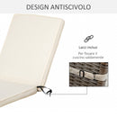 Cuscino per Lettino prendisole 188x53x8 cm Rivestimento in Poliestere Bianco Crema-4