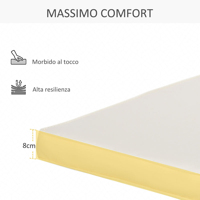 Cuscino per Lettino prendisole 188x53x8 cm Rivestimento in Poliestere Bianco Crema-6