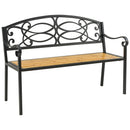 Panchina da Giardino 2 Posti 127x52x88 cm in Metallo e Legno Nero-1