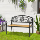 Panchina da Giardino 2 Posti 127x52x88 cm in Metallo e Legno Nero-2