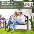 Panchina da Giardino 2 Posti 127x52x88 cm in Metallo e Legno Nero-4