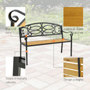 Panchina da Giardino 2 Posti 127x52x88 cm in Metallo e Legno Nero-6