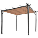 Pergola da Giardino 3X4m in Alluminio con Telo Scorrevole Nera e Beige -1