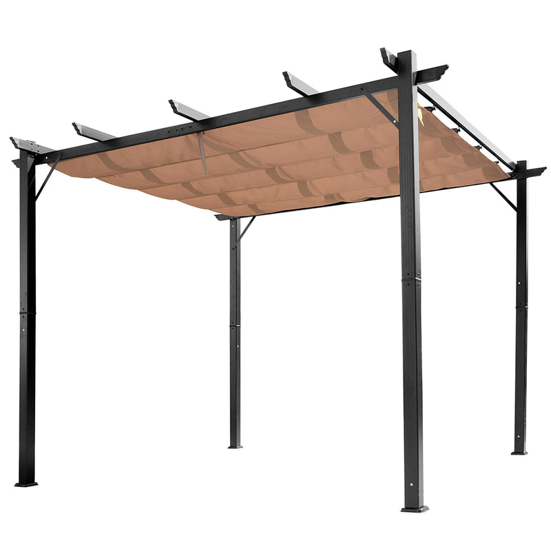 Pergola da Giardino 3X4m in Alluminio con Telo Scorrevole Nera e Beige -1