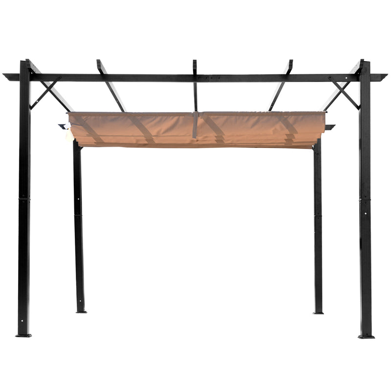 Pergola da Giardino 3X4m in Alluminio con Telo Scorrevole Nera e Beige -5