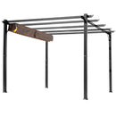 Pergola da Giardino 3X4m in Alluminio con Telo Scorrevole Nera e Beige -6