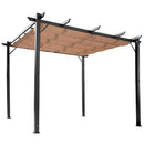 Pergola da Giardino 3X4m in Alluminio con Telo Scorrevole Nera e Beige -7