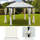 Gazebo da Giardino Ø3,5x2,75m con Tende in Acciaio e Poliestere Bianco-5