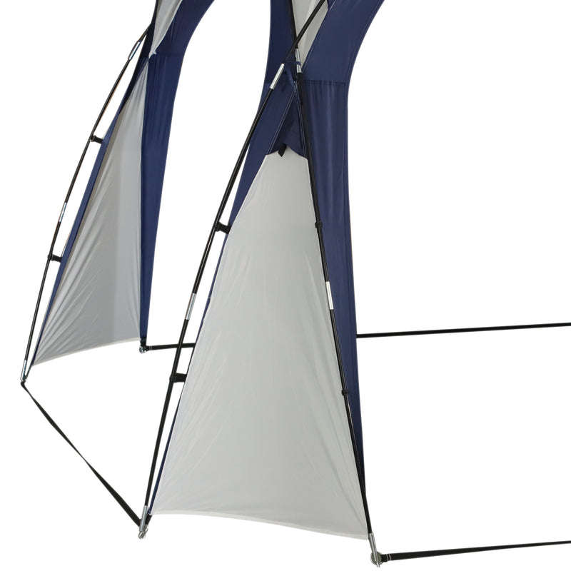 Tenda da Spiaggia Campeggio Pieghevole Protezione UV Bianco e Blu 3.5x3.5x2.3m -5