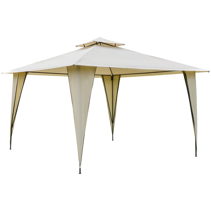 Gazebo da Giardino 3,5x3,5x2,7m in Metallo Doppio Tettuccio Beige-1