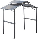 Gazebo da Giardino per Barbecue 240x150x250 cm con Tettuccio in Policarbonato Nero-1