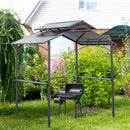 Gazebo da Giardino per Barbecue 240x150x250 cm con Tettuccio in Policarbonato Nero-2