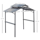 Gazebo da Giardino per Barbecue 240x150x250 cm con Tettuccio in Policarbonato Nero-3