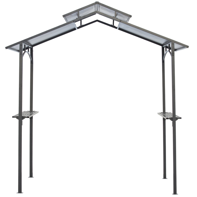 Gazebo da Giardino per Barbecue 240x150x250 cm con Tettuccio in Policarbonato Nero-4