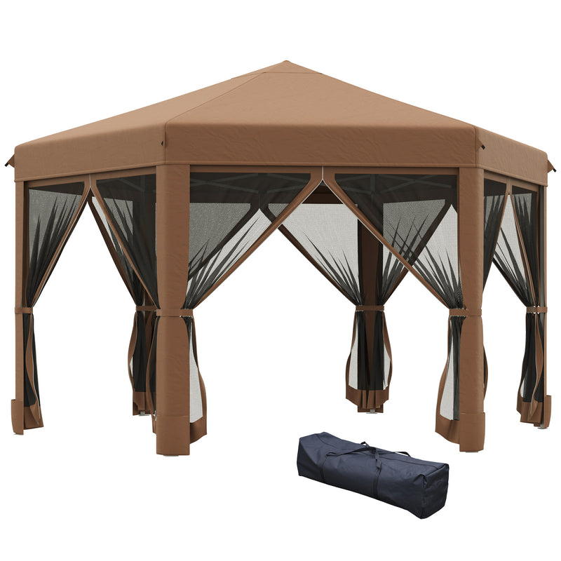 Gazebo da Giardino Pieghevole 3,6x3,6m in Acciaio e Poliestere Marrone-1