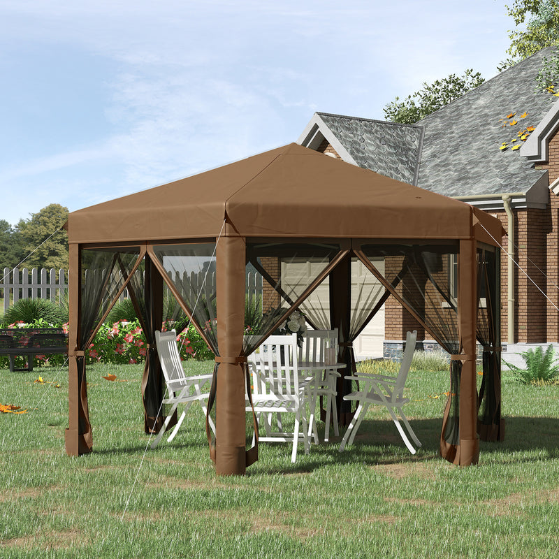 Gazebo da Giardino Pieghevole 3,6x3,6m in Acciaio e Poliestere Marrone-2