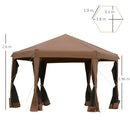 Gazebo da Giardino Pieghevole 3,6x3,6m in Acciaio e Poliestere Marrone-3