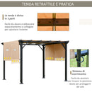 Pergola da Giardino 305x305x220 cm in Acciaio e Tessuto Marrone Chiaro-6