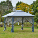 Gazebo da Giardino 3,64x3,64x2,94m in Acciaio e Tessuto Oxford Grigio-2