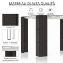 Pergola da Giardino 2,98x2,98x2m in Metallo e Rattan Nero-4