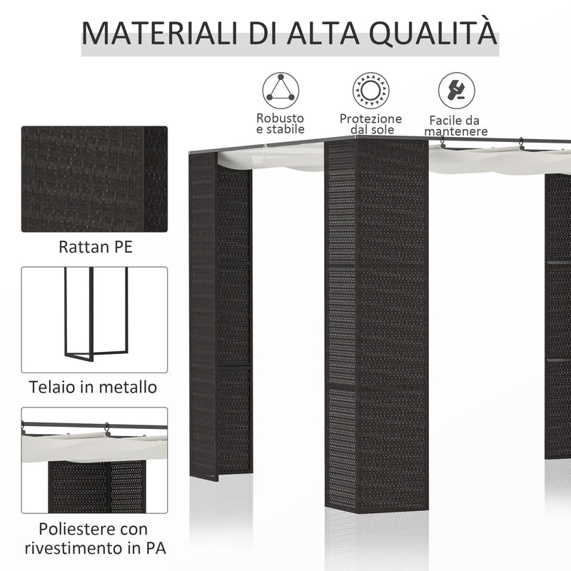 Pergola da Giardino 2,98x2,98x2m in Metallo e Rattan Nero-4