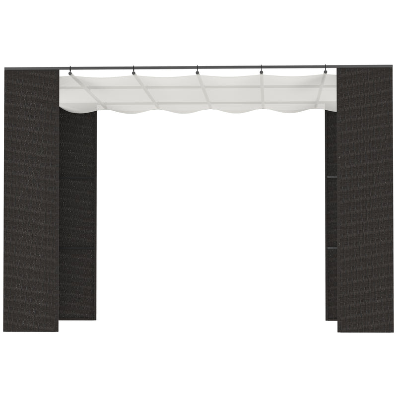 Pergola da Giardino 2,98x2,98x2m in Metallo e Rattan Nero-7