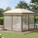 Gazebo da Giardino 330x330x288 cm con Zanzariera Beige-2