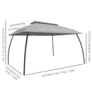 Gazebo da Giardino 3,95x2,95m in Acciaio Grigio-3