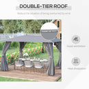 Gazebo da Giardino 3,95x2,95m in Acciaio Grigio-4