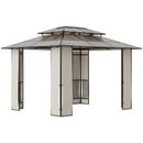 Gazebo da Giardino 3,65x3m in Acciaio e Alluminio Marrone-1