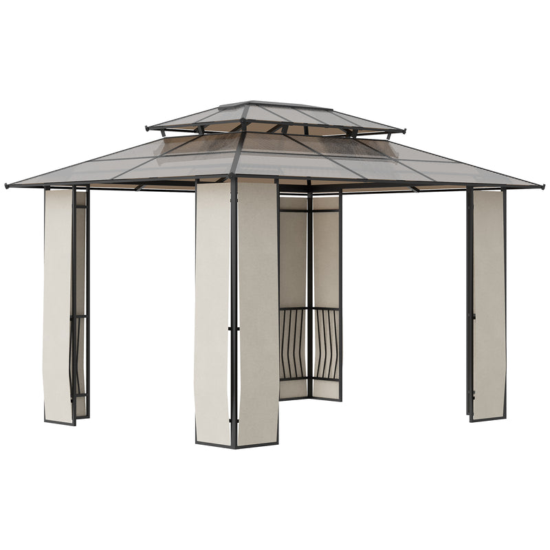 Gazebo da Giardino 3,65x3m in Acciaio e Alluminio Marrone-1