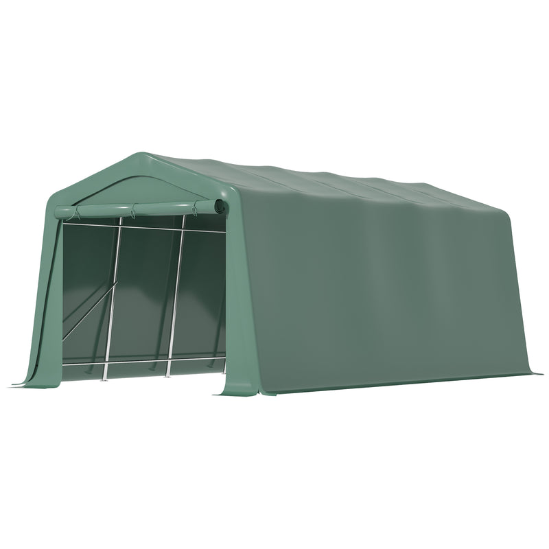 Tendone Garage per Auto Attrezzi 600x255-310x255 cm in Acciaio e PVC Verde Scuro-1