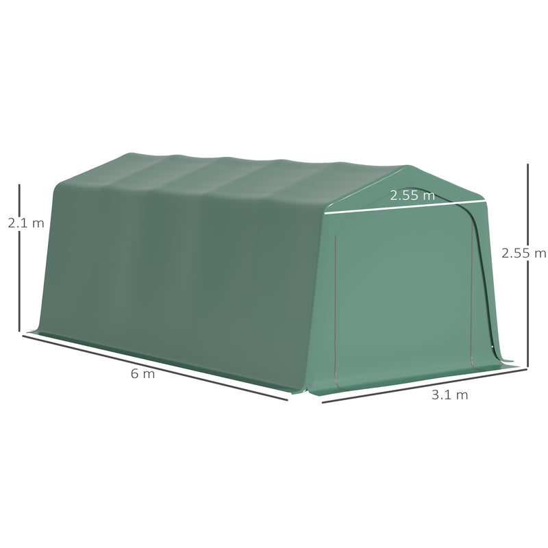 Tendone Garage per Auto Attrezzi 600x255-310x255 cm in Acciaio e PVC Verde Scuro-3