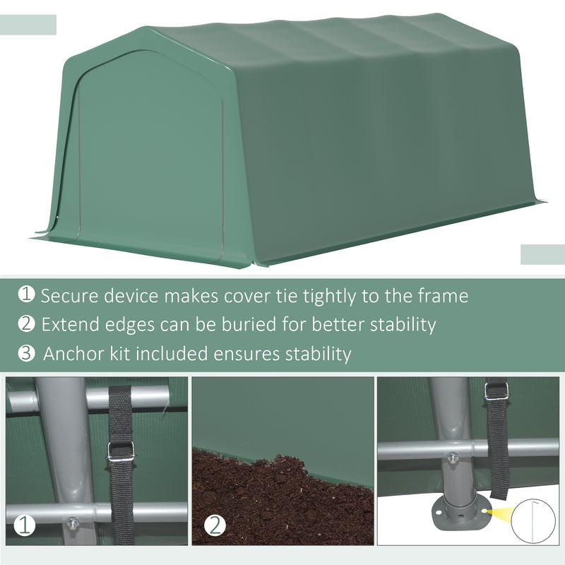 Tendone Garage per Auto Attrezzi 600x255-310x255 cm in Acciaio e PVC Verde Scuro-6