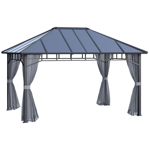 acquista Gartenpavillon 4 x 3 m mit Moskitonetzdach aus grauem Polycarbonat