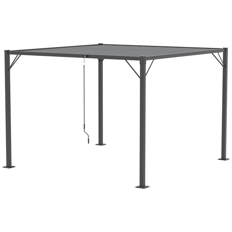 Pergola da Giardino 2,95x2,95m in Alluminio e Acciaio Grigio-4