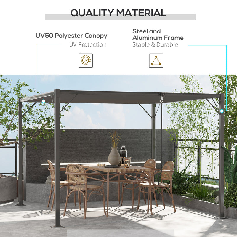 Pergola da Giardino 2,95x2,95m in Alluminio e Acciaio Grigio-6