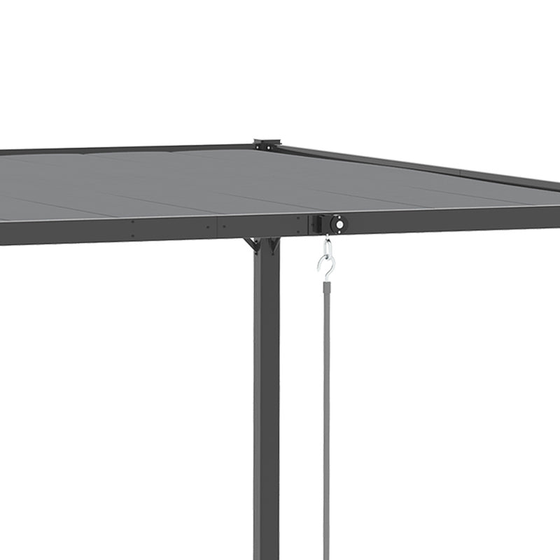 Pergola da Giardino 2,95x2,95m in Alluminio e Acciaio Grigio-8