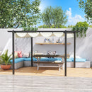 Pergola da Giardino 3,96x2,96m Tettuccio Retrattile e Struttura in Alluminio Crema-2