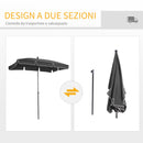 Ombrellone da Giardino in Alluminio 2x1.25m Inclinabile Grigio Scuro -5